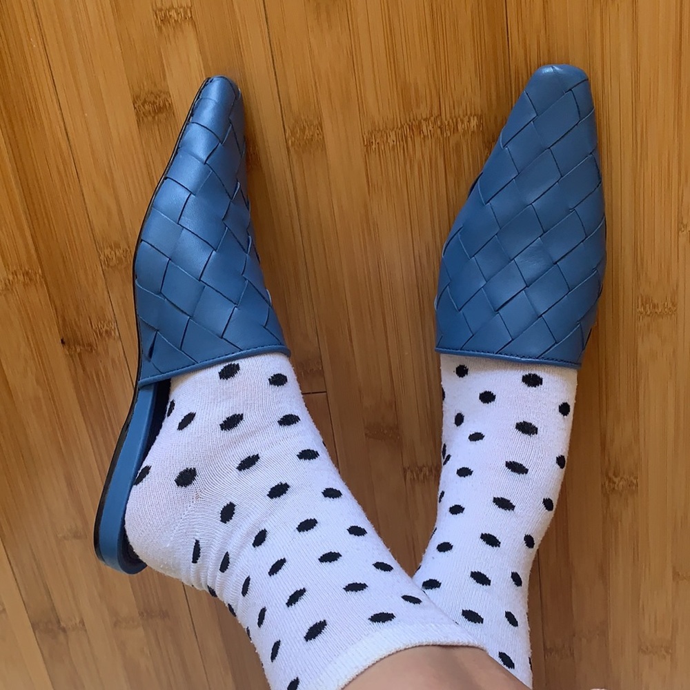 FINAL SALE 💙woven mules Premium leather BLUE💙 Babouches